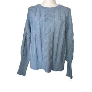Premise Women’s Light Blue Cable Knit Sweater, Size L